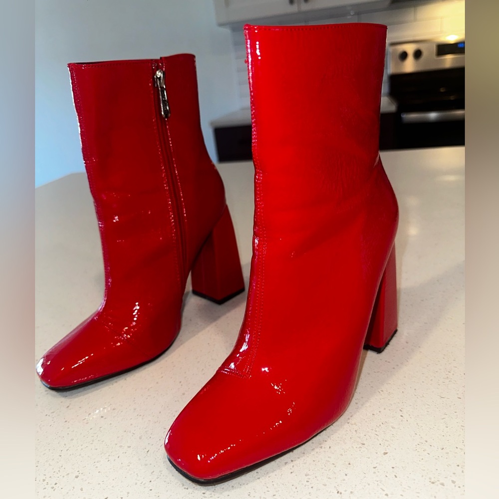 Cape Robbin Red Patent Leather Ankle Boots ❣️